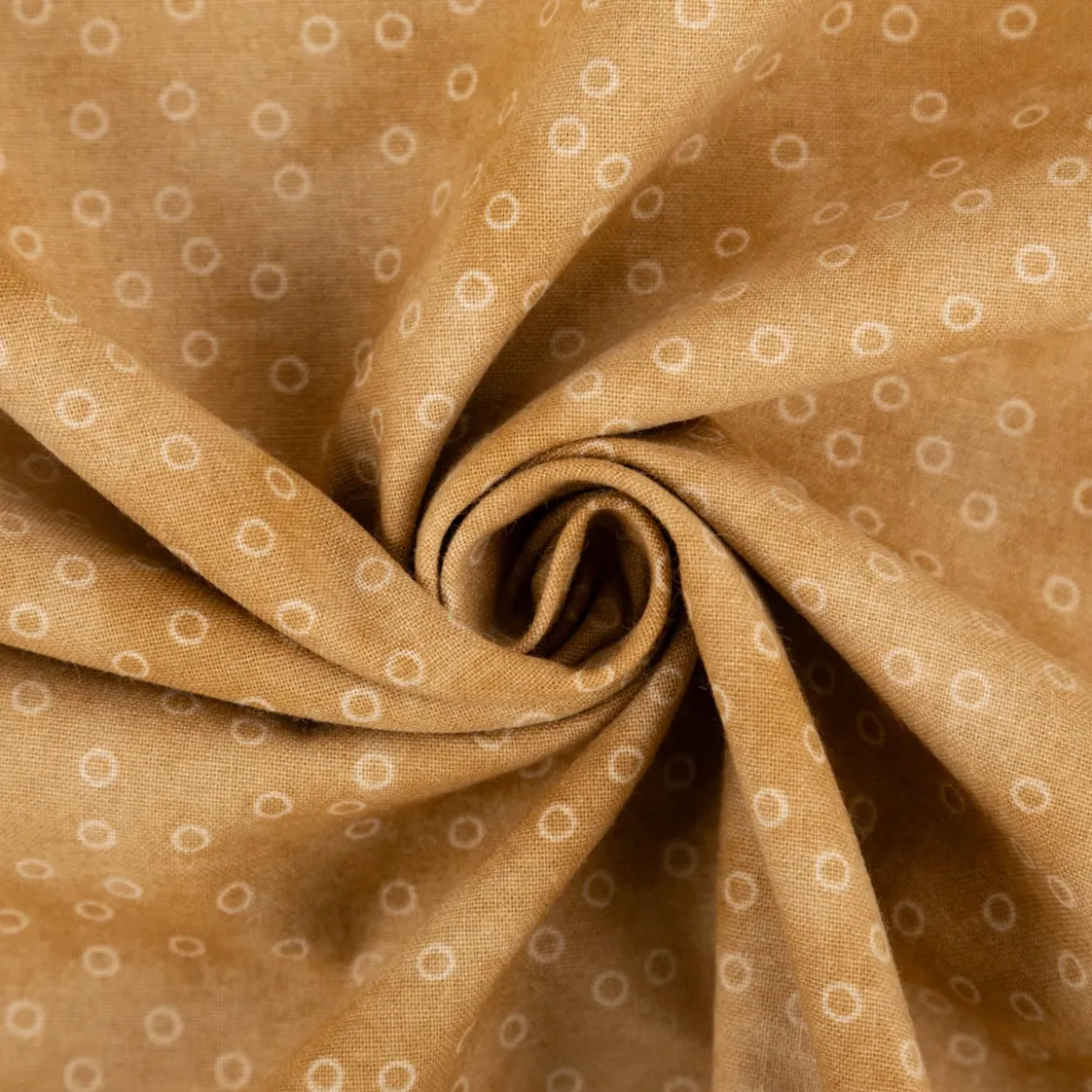Baumwollstoff Popeline Stoff Kreise Serie Vintage Washed Beige 1,40m Breite
