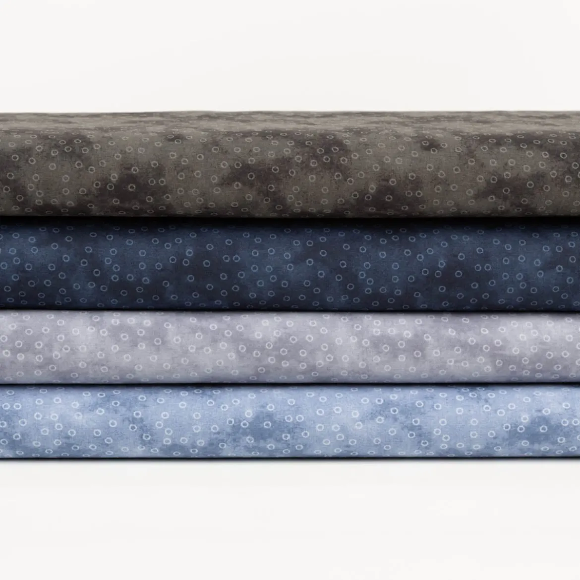 Baumwollstoff Popeline Stoff Kreise Serie Vintage Washed Marineblau 1,40m Breite
