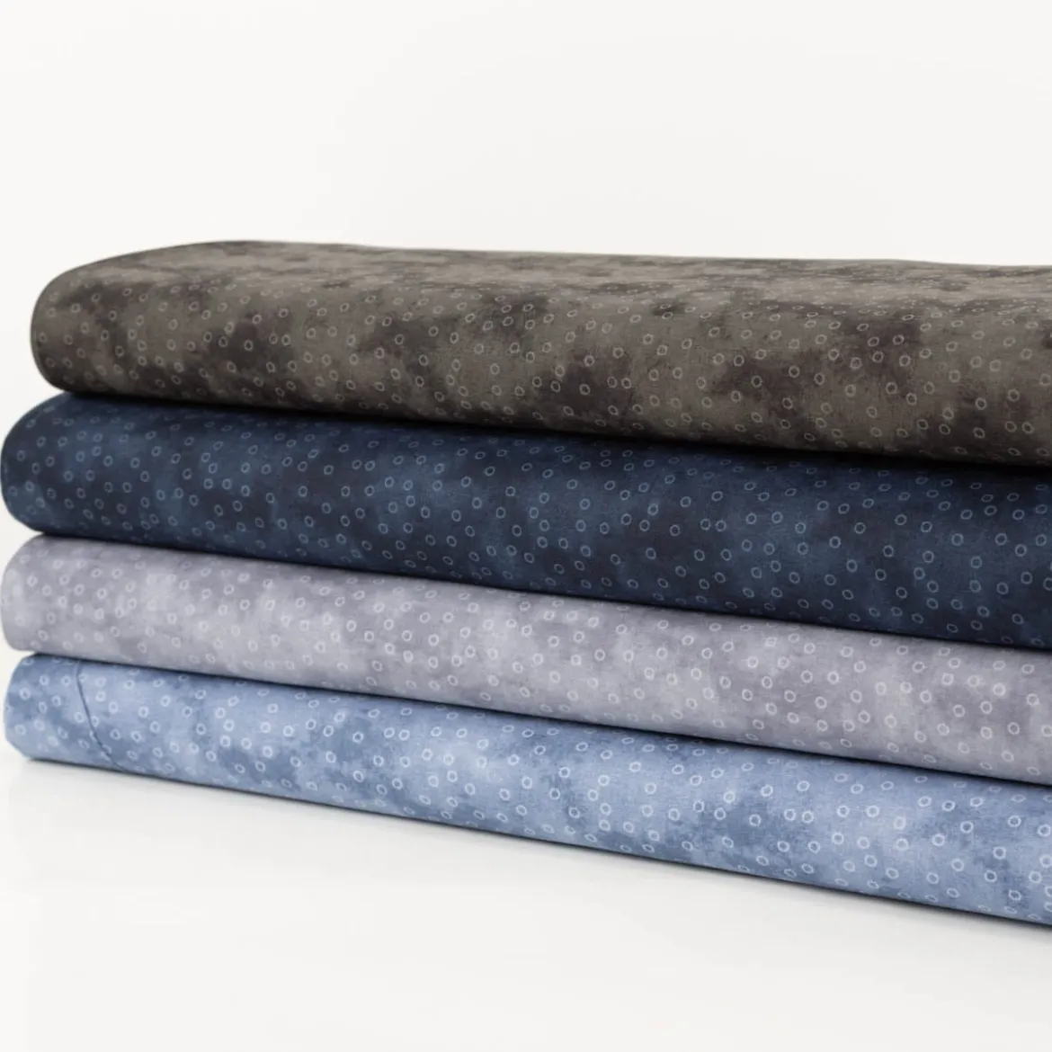 Baumwollstoff Popeline Stoff Kreise Serie Vintage Washed Marineblau 1,40m Breite