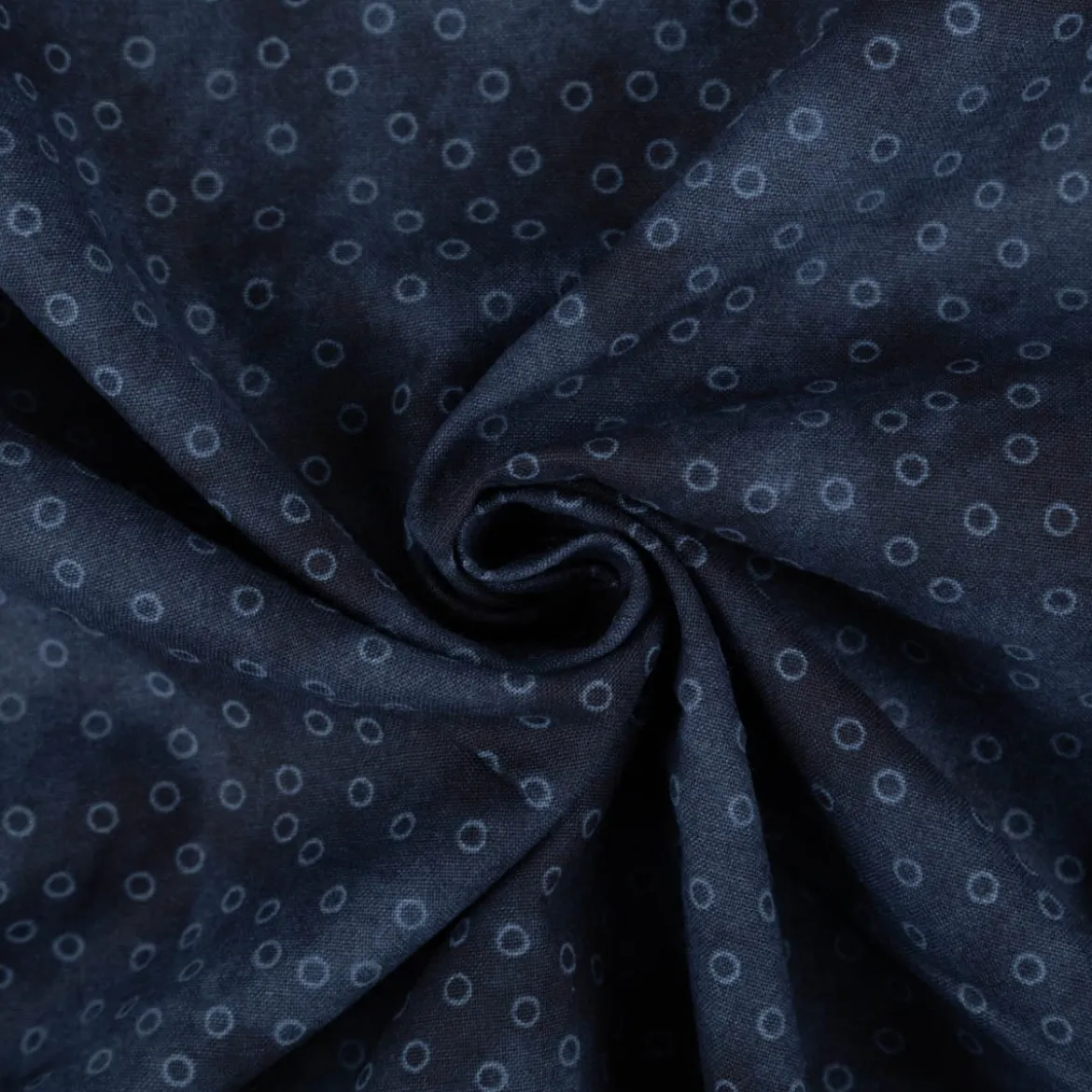 Baumwollstoff Popeline Stoff Kreise Serie Vintage Washed Marineblau 1,40m Breite