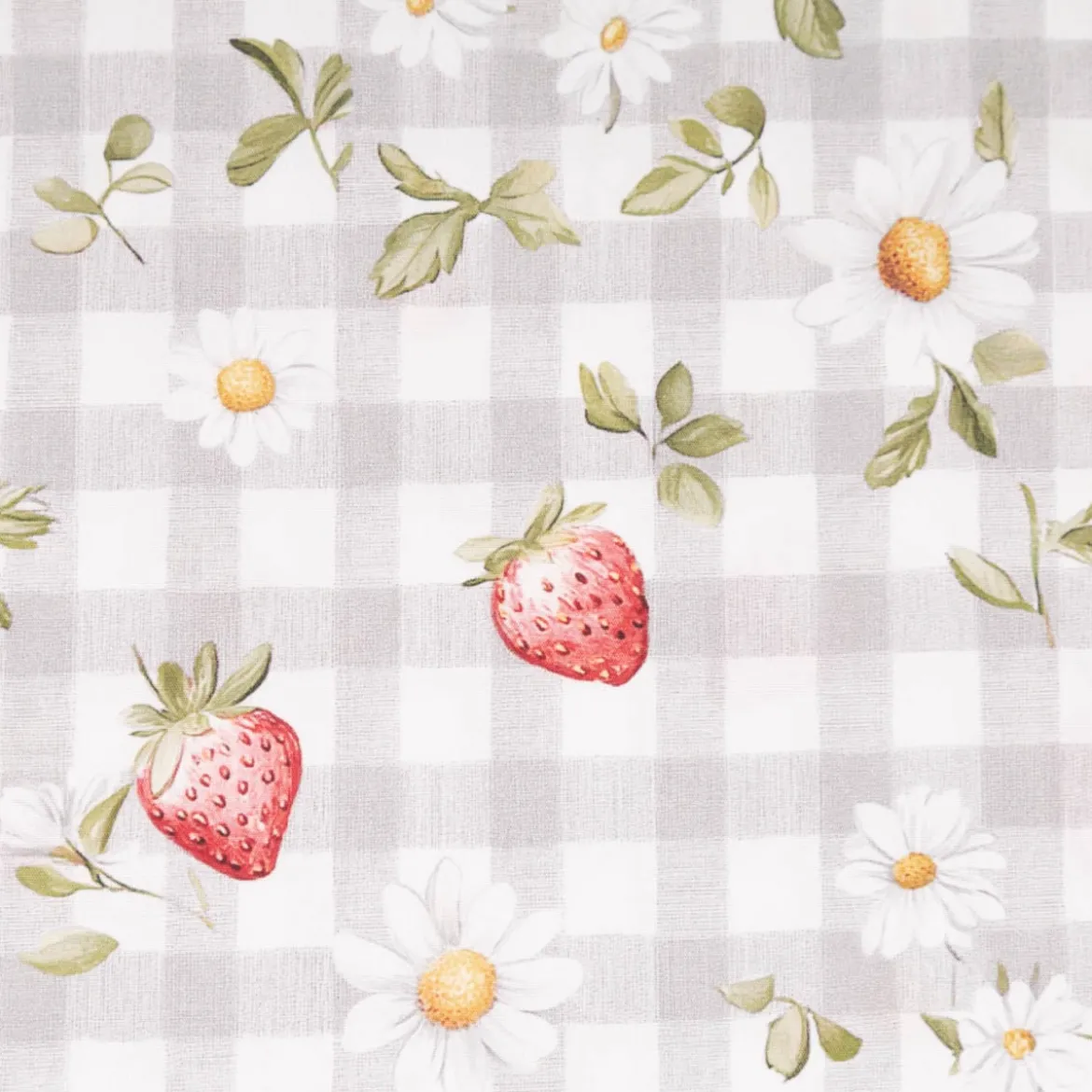 Baumwollstoff Popeline Stoff Erdbeeren Karos Blumen grau rot 1,40m Breite