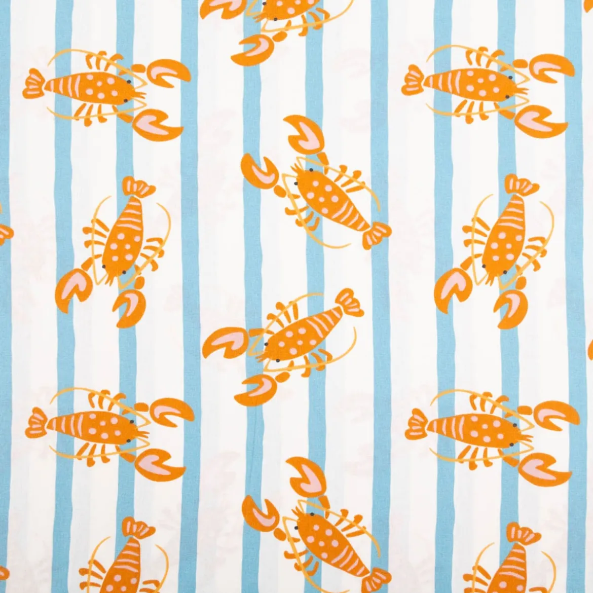 Baumwollstoff Popeline Stoff Streifen Lobster blau weiß orange 1,45m Breite