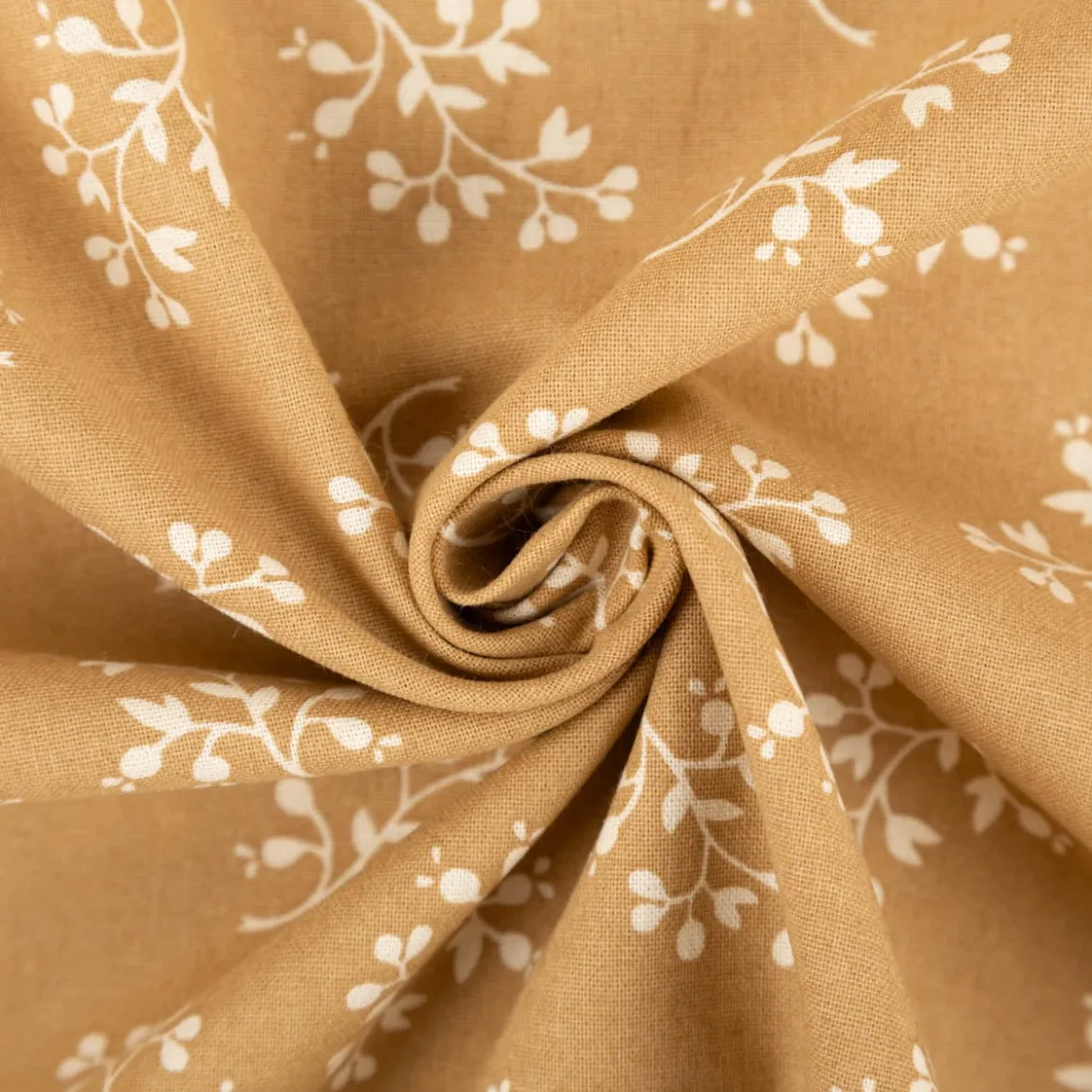 Baumwollstoff Popeline Stoff Blumenzweige Serie Romantic Garden Beige 1,40m Breite