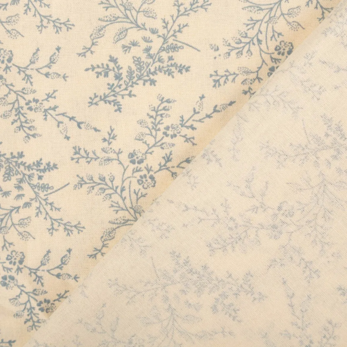 Baumwollstoff Popeline Stoff Blumen und Blätter Serie Romantic Garden Babyblau 1,40m Breite