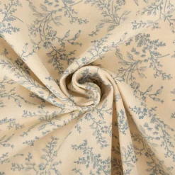 Baumwollstoff Popeline Stoff Blumen und Blätter Serie Romantic Garden Babyblau 1,40m Breite