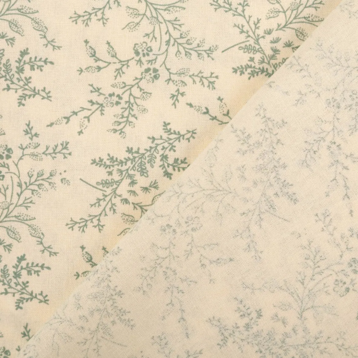 Baumwollstoff Popeline Stoff Blumen und Blätter Serie Romantic Garden Mintgrün 1,40m Breite