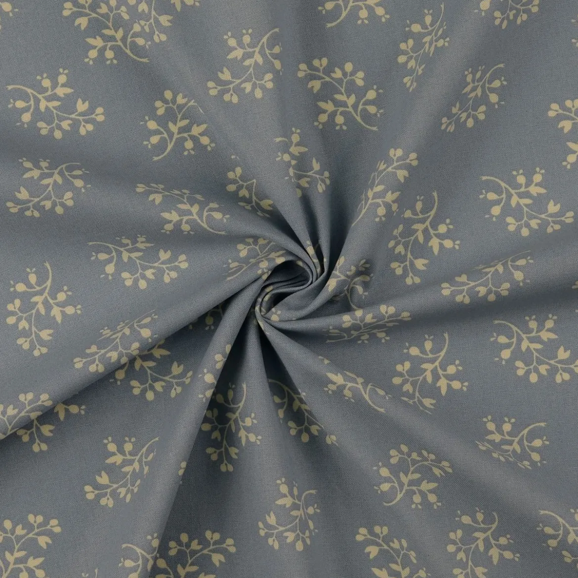 Baumwollstoff Popeline Stoff Blumenzweige Serie Romantic Garden Babyblau 1,40m Breite