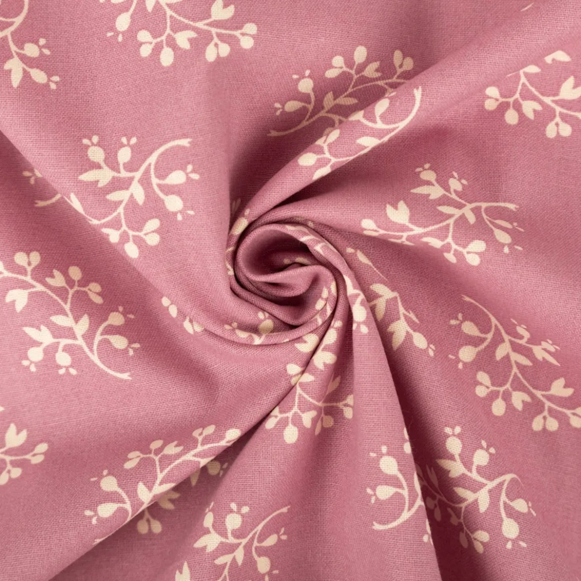 Baumwollstoff Popeline Stoff Blumenzweige Serie Romantic Garden Altrosa 1,40m Breite