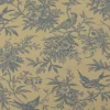 Baumwollstoff Popeline Stoff Vögel und Blumen Serie Romantic Garden Babyblau 1,40m Breite