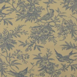 Baumwollstoff Popeline Stoff Vögel und Blumen Serie Romantic Garden Babyblau 1,40m Breite