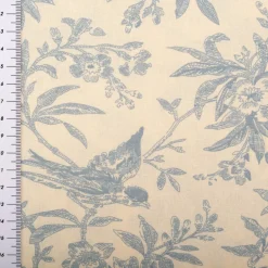 Baumwollstoff Popeline Stoff Vögel und Blumen Serie Romantic Garden Babyblau 1,40m Breite