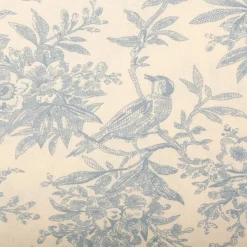 Baumwollstoff Popeline Stoff Vögel und Blumen Serie Romantic Garden Babyblau 1,40m Breite