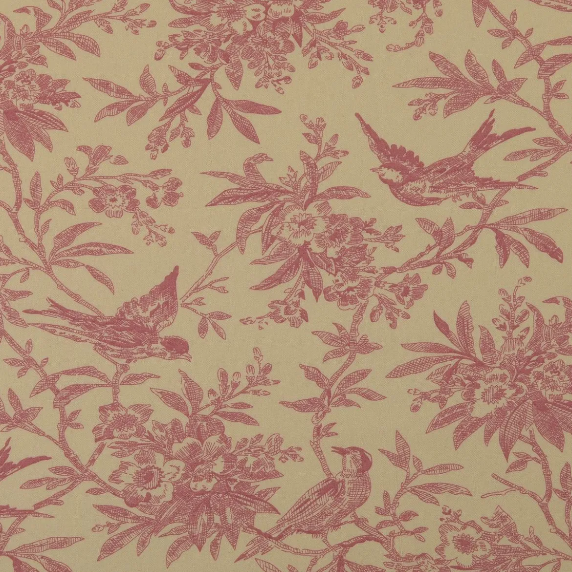 Baumwollstoff Popeline Stoff Vögel und Blumen Serie Romantic Garden Altrosa 1,40m Breite