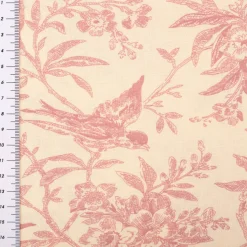 Baumwollstoff Popeline Stoff Vögel und Blumen Serie Romantic Garden Altrosa 1,40m Breite