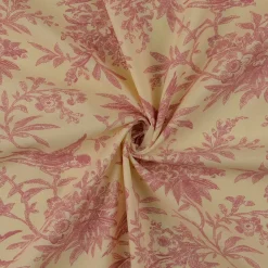 Baumwollstoff Popeline Stoff Vögel und Blumen Serie Romantic Garden Altrosa 1,40m Breite