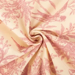 Baumwollstoff Popeline Stoff Vögel und Blumen Serie Romantic Garden Altrosa 1,40m Breite