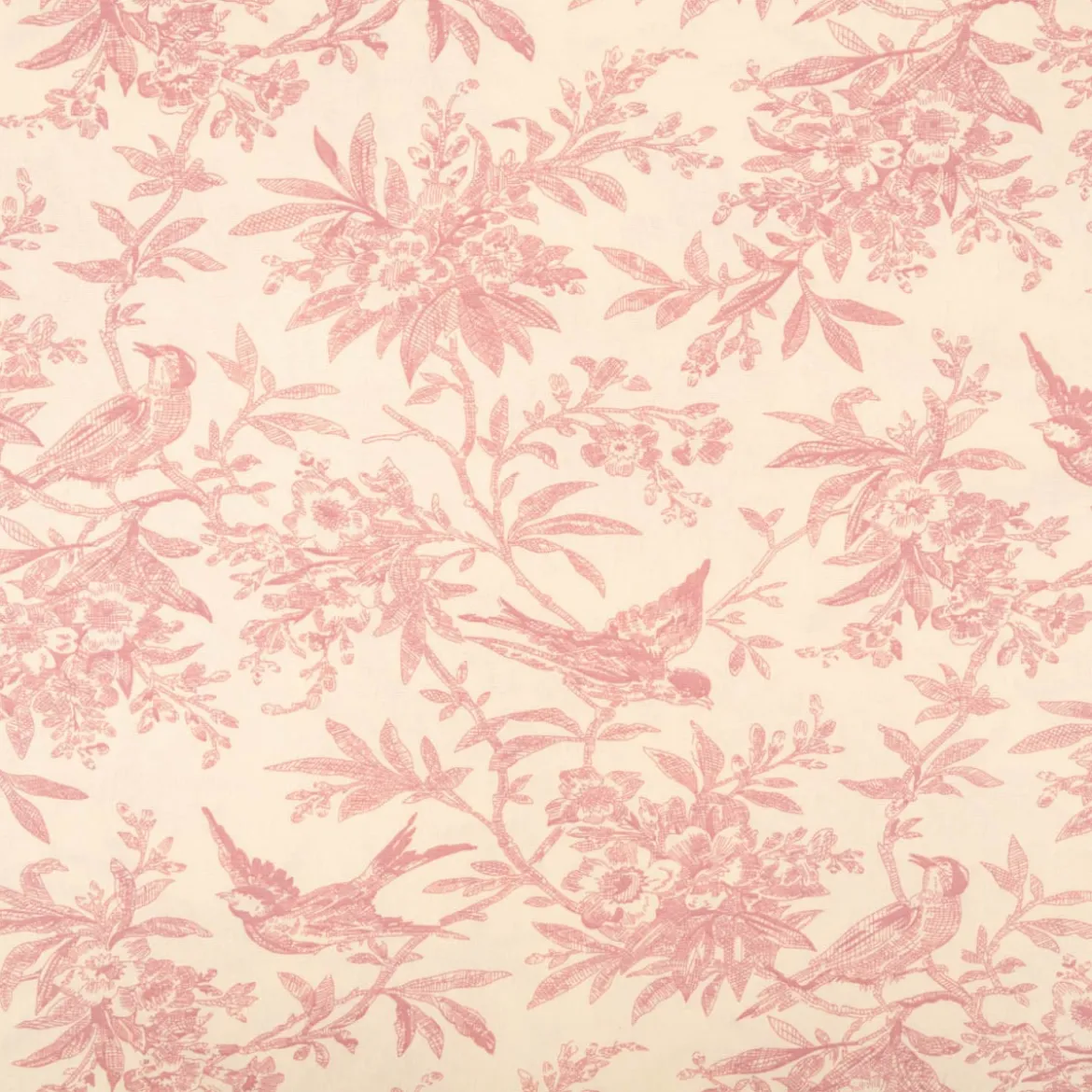 Baumwollstoff Popeline Stoff Vögel und Blumen Serie Romantic Garden Altrosa 1,40m Breite