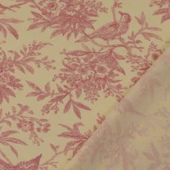 Baumwollstoff Popeline Stoff Vögel und Blumen Serie Romantic Garden Altrosa 1,40m Breite