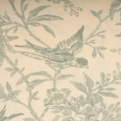 Baumwollstoff Popeline Stoff Vögel und Blumen Serie Romantic Garden Mintgrün 1,40m Breite