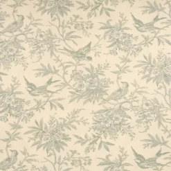 Baumwollstoff Popeline Stoff Vögel und Blumen Serie Romantic Garden Mintgrün 1,40m Breite