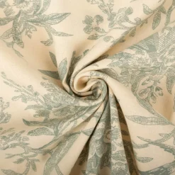 Baumwollstoff Popeline Stoff Vögel und Blumen Serie Romantic Garden Mintgrün 1,40m Breite