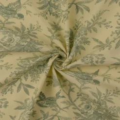 Baumwollstoff Popeline Stoff Vögel und Blumen Serie Romantic Garden Mintgrün 1,40m Breite