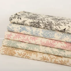 Baumwollstoff Popeline Stoff Vögel und Blumen Serie Romantic Garden Mintgrün 1,40m Breite