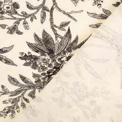 Baumwollstoff Popeline Stoff Vögel und Blumen Serie Romantic Garden Schwarz 1,40m Breite