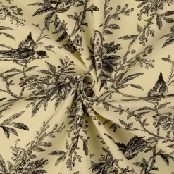 Baumwollstoff Popeline Stoff Vögel und Blumen Serie Romantic Garden Schwarz 1,40m Breite