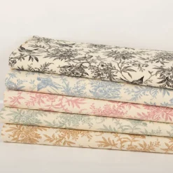 Baumwollstoff Popeline Stoff Vögel und Blumen Serie Romantic Garden Schwarz 1,40m Breite