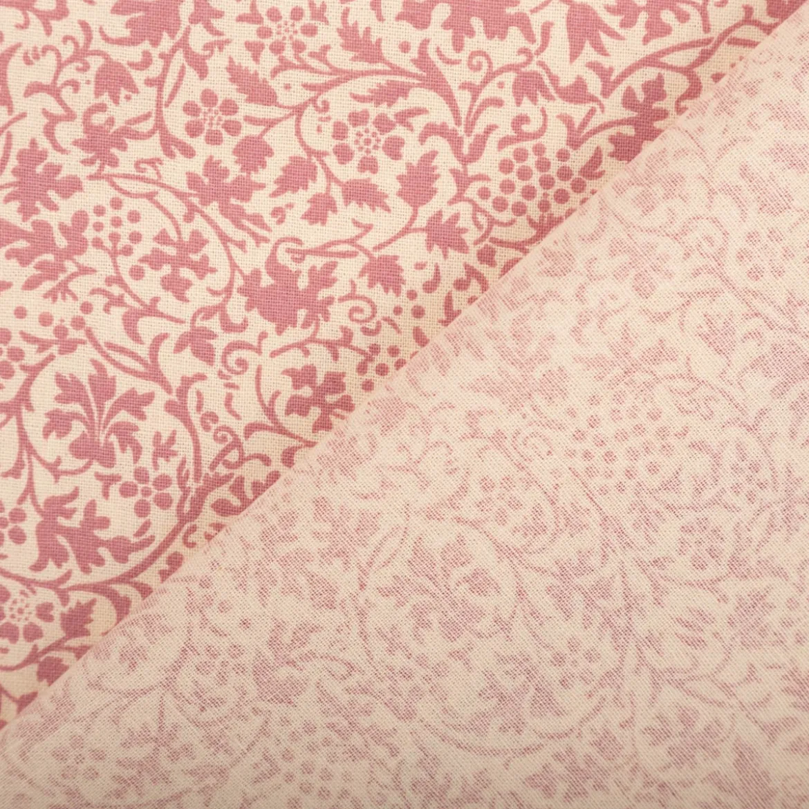 Baumwollstoff Popeline Stoff Allover Blätterranken Serie Romantic Garden Altrosa 1,40m Breite