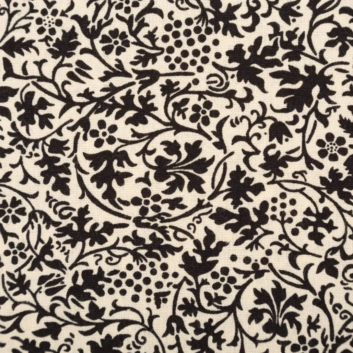 Baumwollstoff Popeline Stoff Allover Blätterranken Serie Romantic Garden Schwarz 1,40m Breite