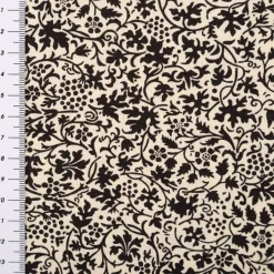 Baumwollstoff Popeline Stoff Allover Blätterranken Serie Romantic Garden Schwarz 1,40m Breite