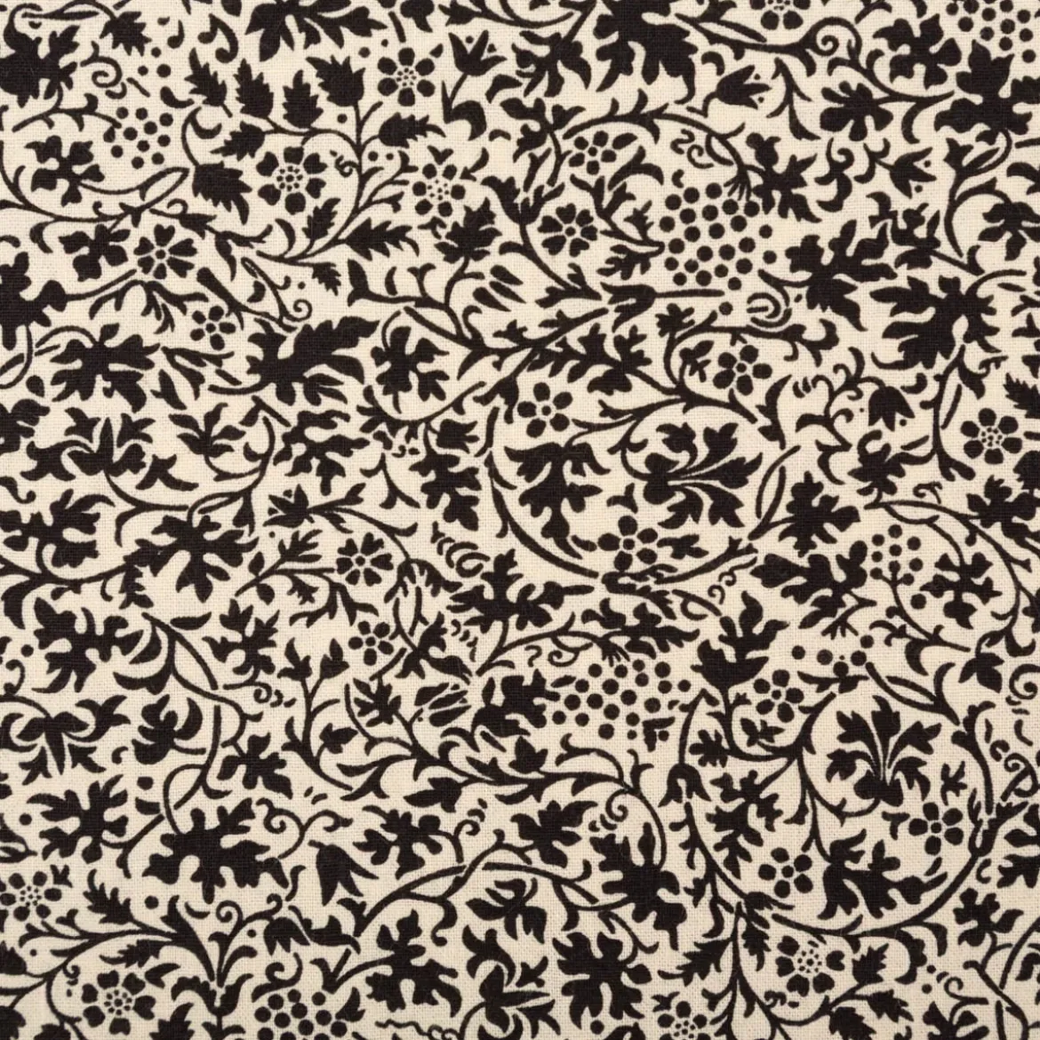 Baumwollstoff Popeline Stoff Allover Blätterranken Serie Romantic Garden Schwarz 1,40m Breite