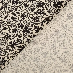 Baumwollstoff Popeline Stoff Allover Blätterranken Serie Romantic Garden Schwarz 1,40m Breite