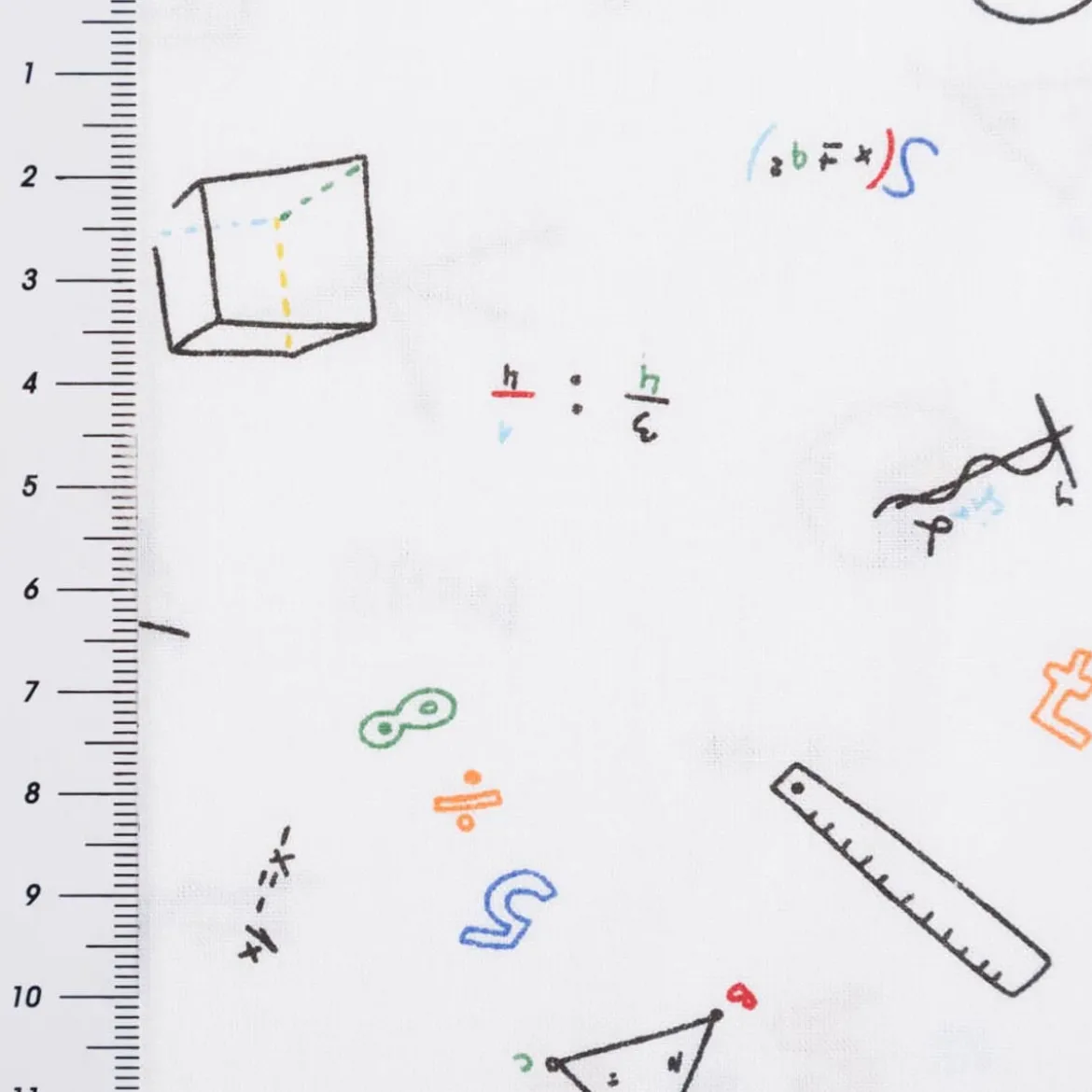 Baumwollstoff Popeline Stoff Mathe weiß 1,45m Breite
