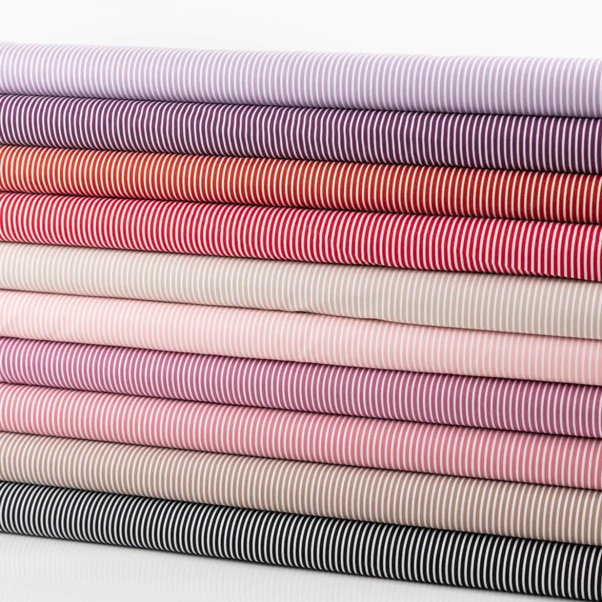Baumwollstoff Popeline Streifen blush weiß 1,50m Breite