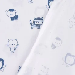 Baumwollstoff Popeline SWEET ANIMALS Löwe Tiger Hase weiß blau 1,50m Breite