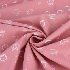 Baumwollstoff Popeline SWEET ANIMALS Löwe Tiger Hase rosa weiß 1,50m Breite