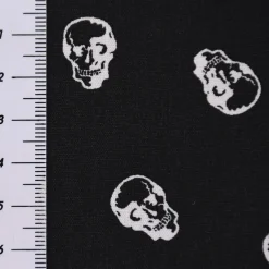 Baumwollstoff Popeline Totenkopf Mini schwarz weiß 1,45m Breite