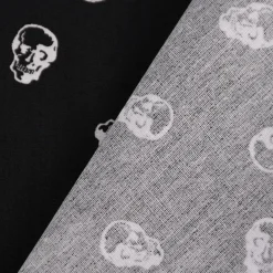 Baumwollstoff Popeline Totenkopf Mini schwarz weiß 1,45m Breite