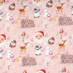 Baumwollstoff Popeline Weihnachtsstoff Merry Christmas Nostalgie rosa 1,50m Breite