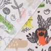 Baumwollstoff Popeline WILD ANIMALS beige grün orange gelb dunkelgrau 1,50m Breite