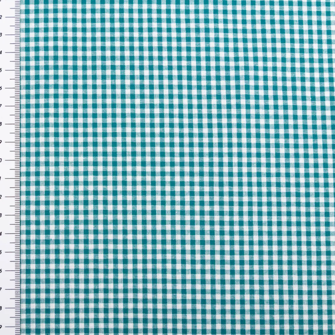 Baumwollstoff Popeline Yarn Dyed garngefärbt kleine Karos 2,7 mm petrol weiß 1,44m Breite
