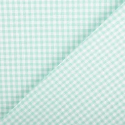 Baumwollstoff Popeline Yarn Dyed garngefärbt kleine Karos 2,7 mm mint weiß 1,44m Breite