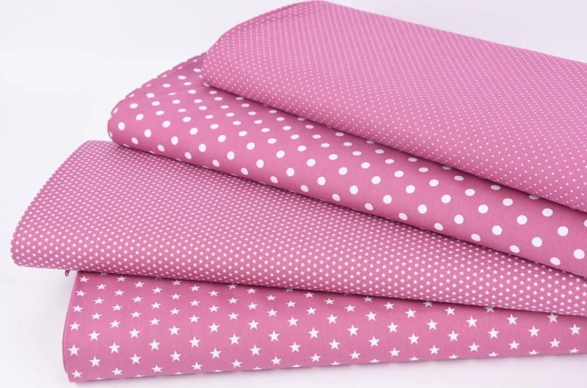 Baumwollstoff Punkte groß Ø 7mm beere mauve weiß 1,40m Breite
