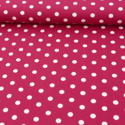 Baumwollstoff Punkte groß Ø 7mm cerise weiß