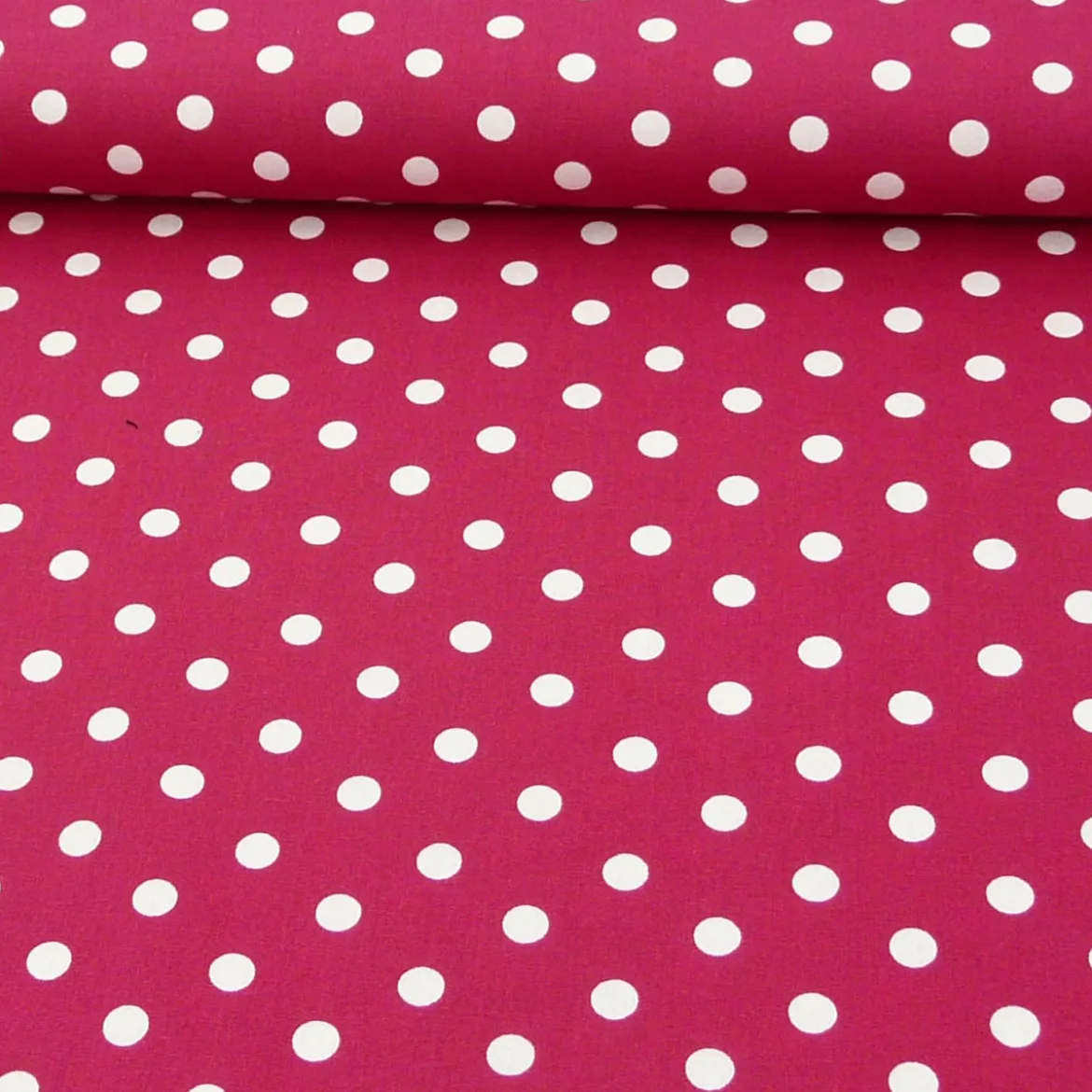 Baumwollstoff Punkte groß Ø 7mm cerise weiß