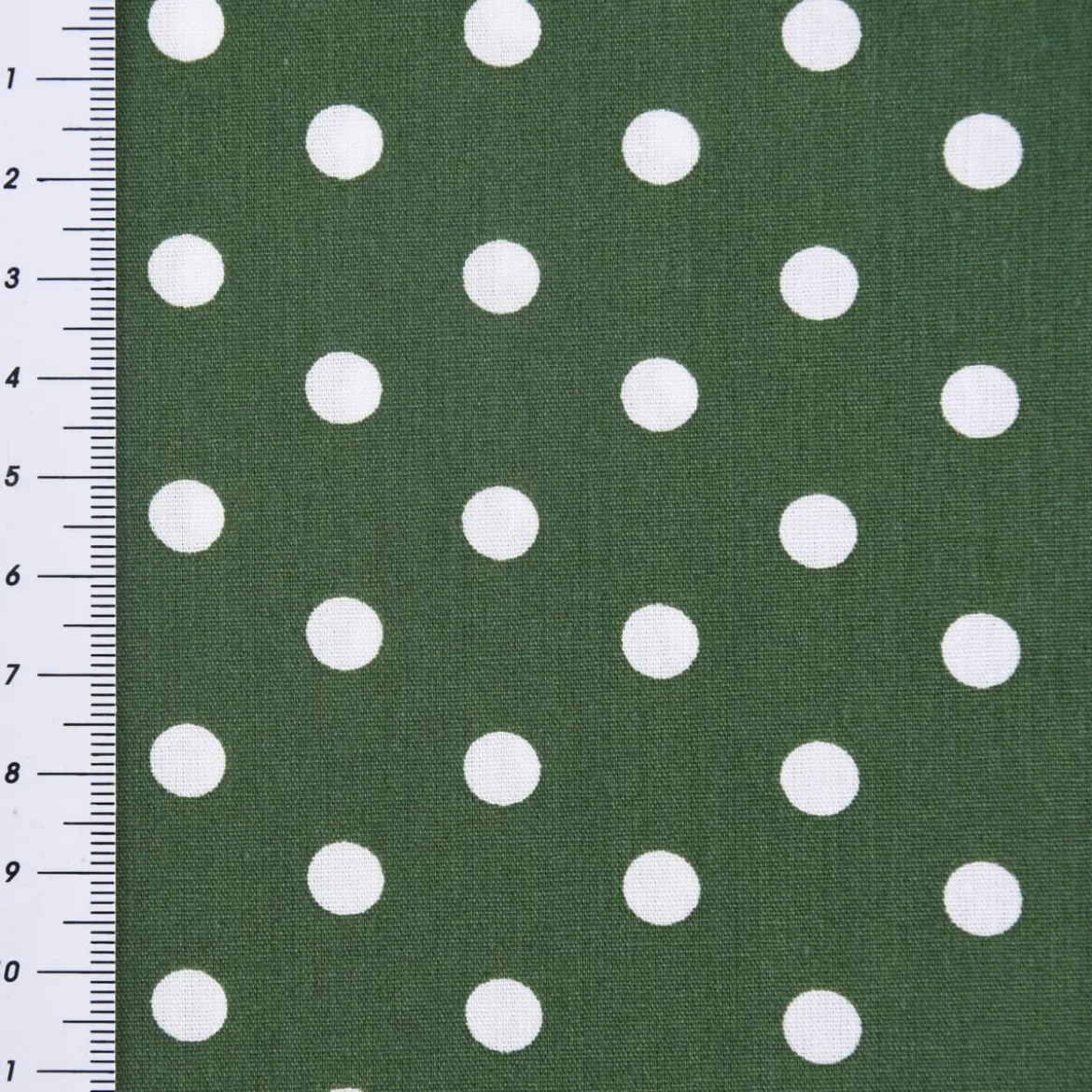 Baumwollstoff Punkte groß Ø 7mm dunkelgrün weiß 1,40m Breite