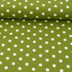 Baumwollstoff Punkte groß Ø 7mm oliv weiß